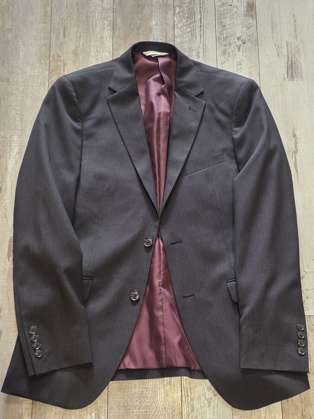 38R Men's Lineage Modern Blazer Patterned Black Burgundy Flex Sport Coat Mint